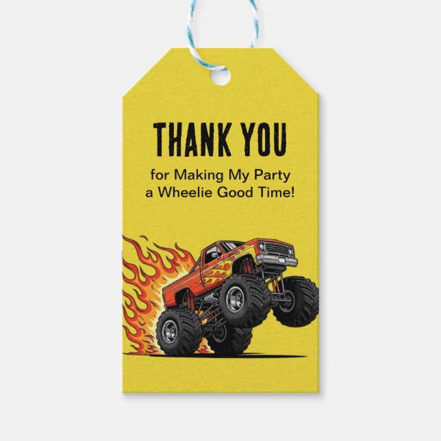 Monster Truck Personalized Birthday Gift Tag (Front)