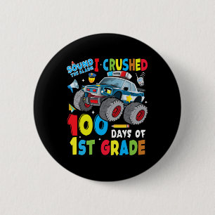 Monster Truck Police Car 100 Days Of School 1st Gr 6 Cm Round Badge