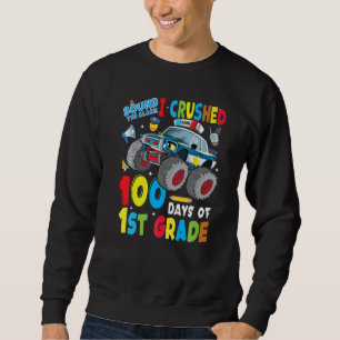 Monster Truck Police Car 100 Days Of School 1st Gr Sweatshirt