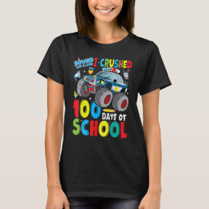Monster Truck Police Car 100 Days of School Teache T-Shirt