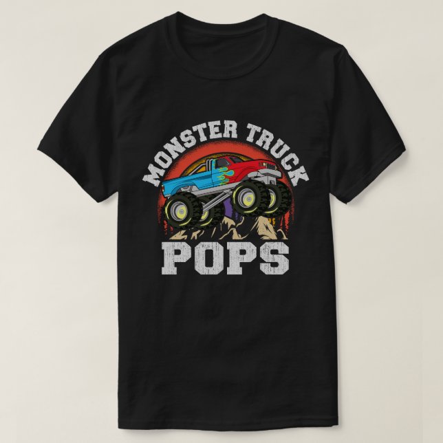 Monster Truck Pops Matching Family Grandpa Costume T-Shirt (Design Front)