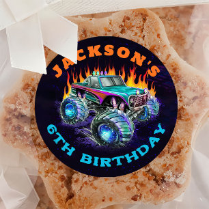 Monster Truck Rally Birthday Classic Round Sticker