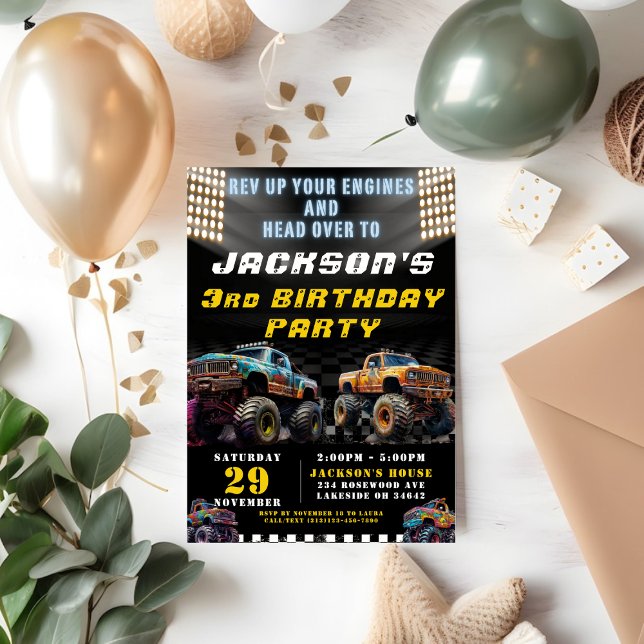 Monster Truck Rally Boys Birthday Party  Invitation (Creator Uploaded)