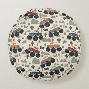 Monster Truck Rally Round Cushion