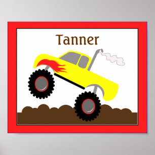 Monster Truck (Red) Customised Nursery Art Print