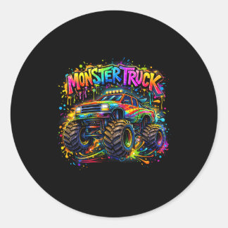 Monster truck retro colorful graffiti toddlers classic round sticker