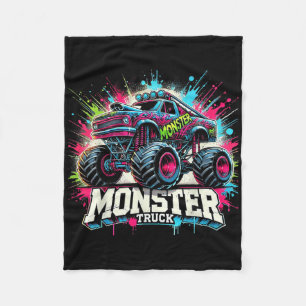 Monster Truck Retro Colourful Graffiti Toddlers Yo Fleece Blanket