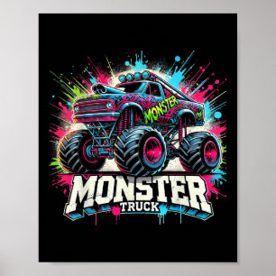 Monster Truck Retro Colourful Graffiti Toddlers Yo Poster