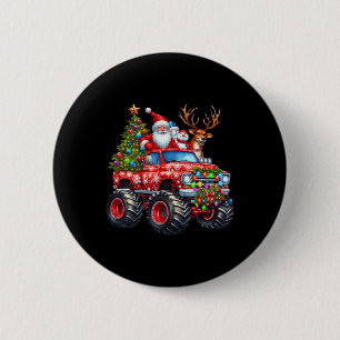 Monster Truck Santa Reindeer Christmas Tree Kids T 6 Cm Round Badge