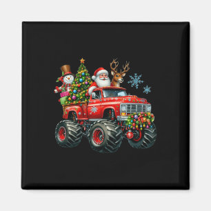 Monster Truck Santa Reindeer Christmas Tree Kids T Magnet