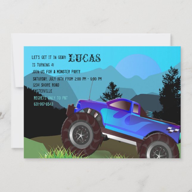 Monster Truck Scenic Invitation (Front)