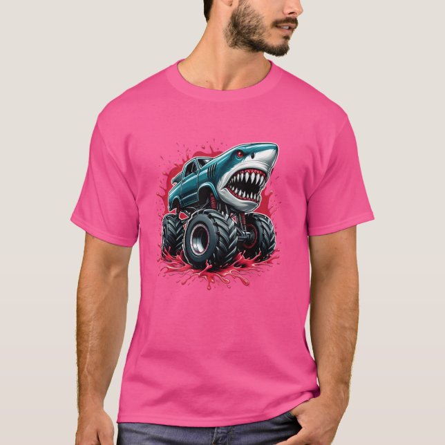 Monster Truck Shark Are My Jam Shark Monster Truck T-Shirt (Front)