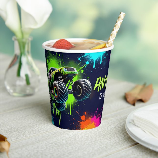 Monster Truck Shark Birthday Party Paper Cups (Insitu)