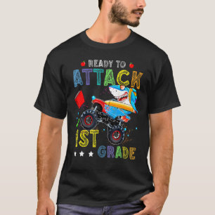Monster Truck Shark Ready To Attack 1st Grade T-Shirt