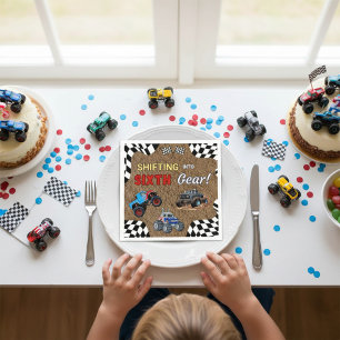 Monster Truck Shifting Into Sixth Gear Birthday Napkin