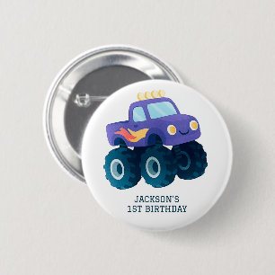 Monster Truck Smash and Crash Birthday 6 Cm Round Badge