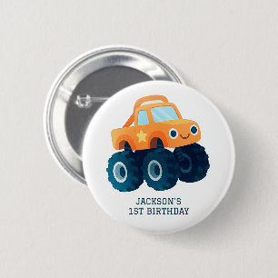 Monster Truck Smash and Crash Birthday 6 Cm Round Badge