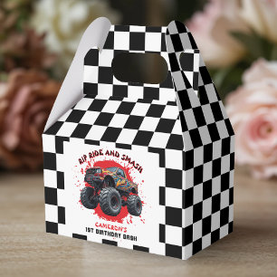 Monster Truck Smash Checkered Flag 1st Birthday Favour Box
