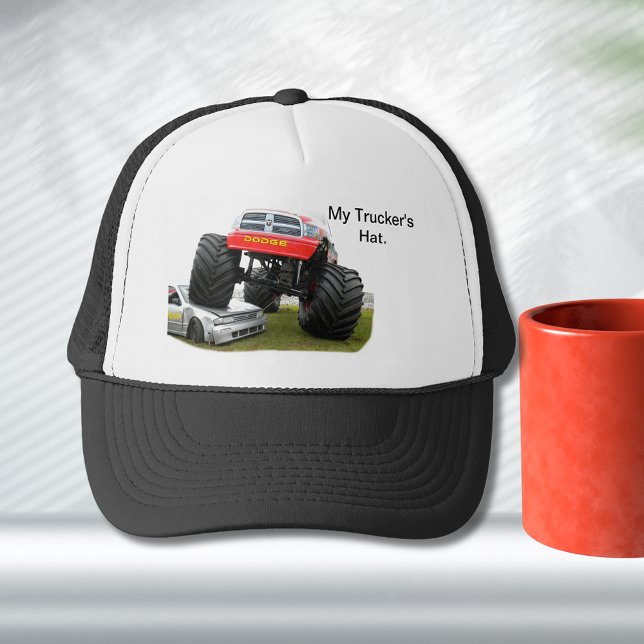 Monster Truck Smashing Car Trucker Hat (Creator Uploaded)