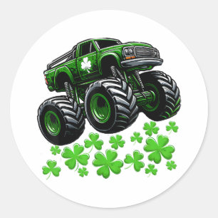 Monster Truck St Patricks Day Irish Lucky Classic Round Sticker