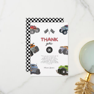Monster truck, start your engine boy birthday thank you card