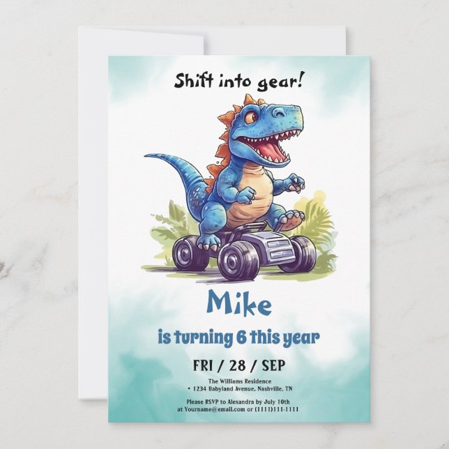 Monster Truck T-Rex boy Birthday  Invitation (Front)