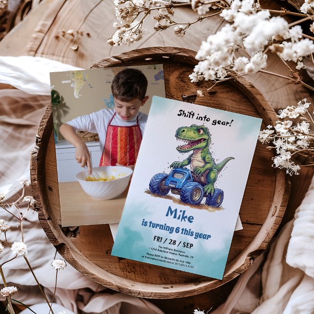 Monster Truck T-Rex boy Birthday  Invitation (Creator Uploaded)
