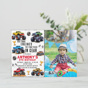 Monster Truck Team Birthday Party With Photo Invitation