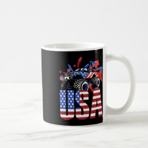 Monster Truck Toddler Boys Usa American Flag July  Coffee Mug