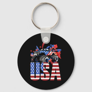 Monster Truck Toddler Boys Usa American Flag July  Key Ring