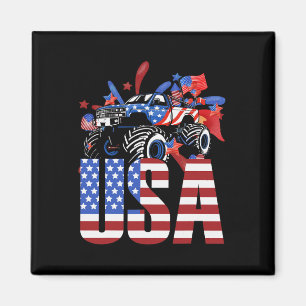 Monster Truck Toddler Boys Usa American Flag July  Magnet