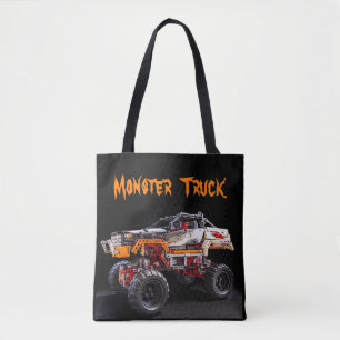 monster truck tote bag