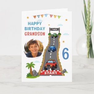 Monster Truck Track Happy Birthday Grandson Photo Card
