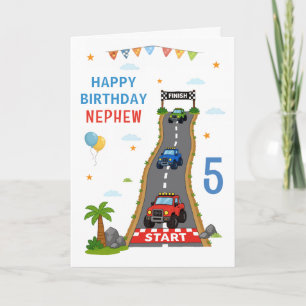 Monster Truck Track Happy Birthday Nephew Card
