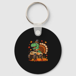 Monster Truck Trex Dinosaur Turkey Fall Thanksgivi Key Ring