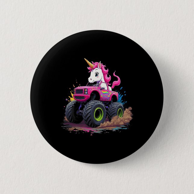 Monster Truck Unicorn Birthday Party Monster Truck 6 Cm Round Badge (Front)