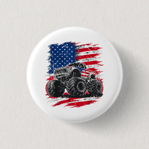 Monster Truck USA Flag American 3 Cm Round Badge