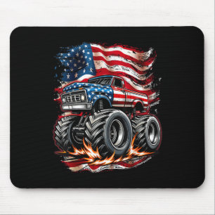 Monster Truck Usa Flag American 4th Of July Patrio Mouse Pad
