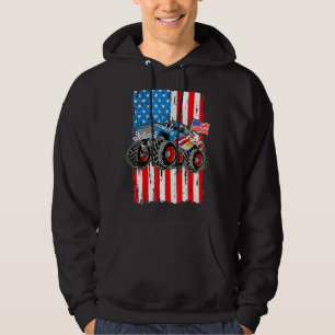 Monster Truck Usa Flag Patriotic Boys Men 4th Of J Hoodie