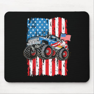 Monster Truck Usa Flag Patriotic Boys Men 4th Of J Mouse Pad