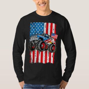 Monster Truck Usa Flag Patriotic Boys Men 4th Of J T-Shirt