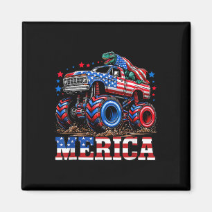 Monster Truck Usa Flag Patriotic Toddlers Boys 4th Magnet