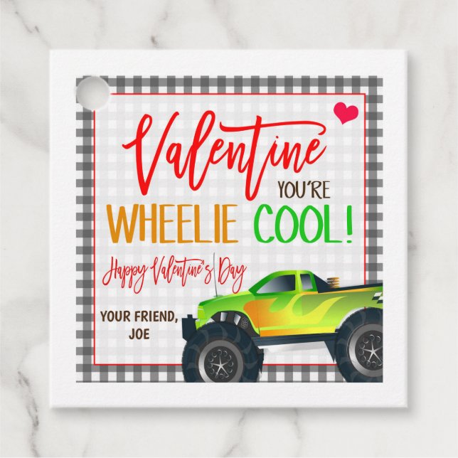 Monster Truck Valentine Gift Tag (Front)