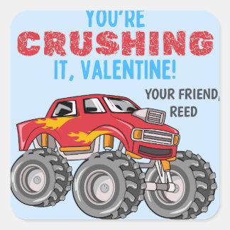 Monster Truck Valentines Sticker