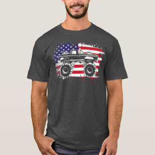Monster truck vintage- Patriotic American Flag off T-Shirt