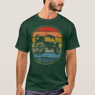 Monster Truck Vintage Retro Style Sun Design  T-Shirt