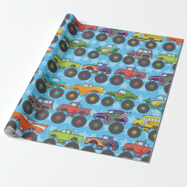 Monster Truck Wrapping Paper (Unrolled)