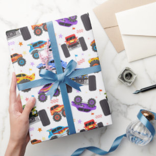 Monster Truck Wrapping Paper, Big Wheel Truck Gift Paper