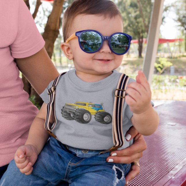 Monster Truck Yellow Blue Baby T-Shirt (Creator Uploaded)