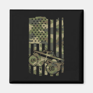 Monster Trucker Retro Monster Truck Usa Flag 4th J Magnet